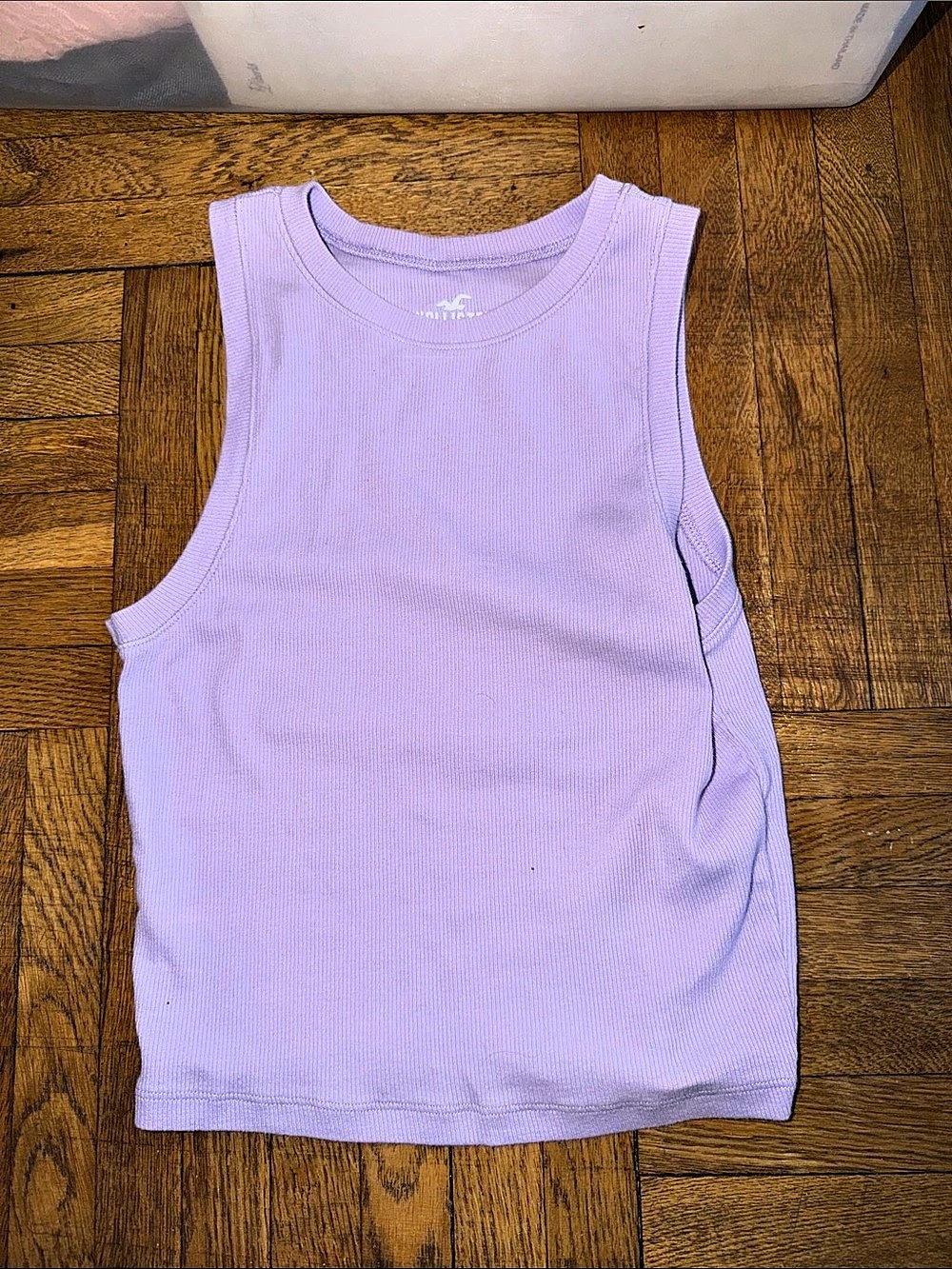 Hollister Ribbed High-Neck Tank Top Purple